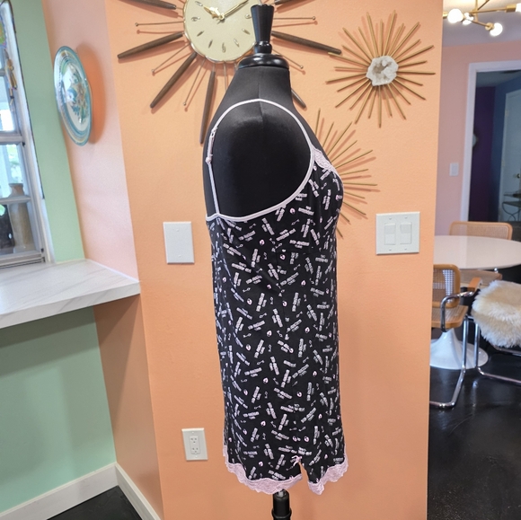 Vintage Y2K Feminine Baddie Popsi Lingerie Black Slip Pink Lace Naughtie Girl - Picture 10 of 15